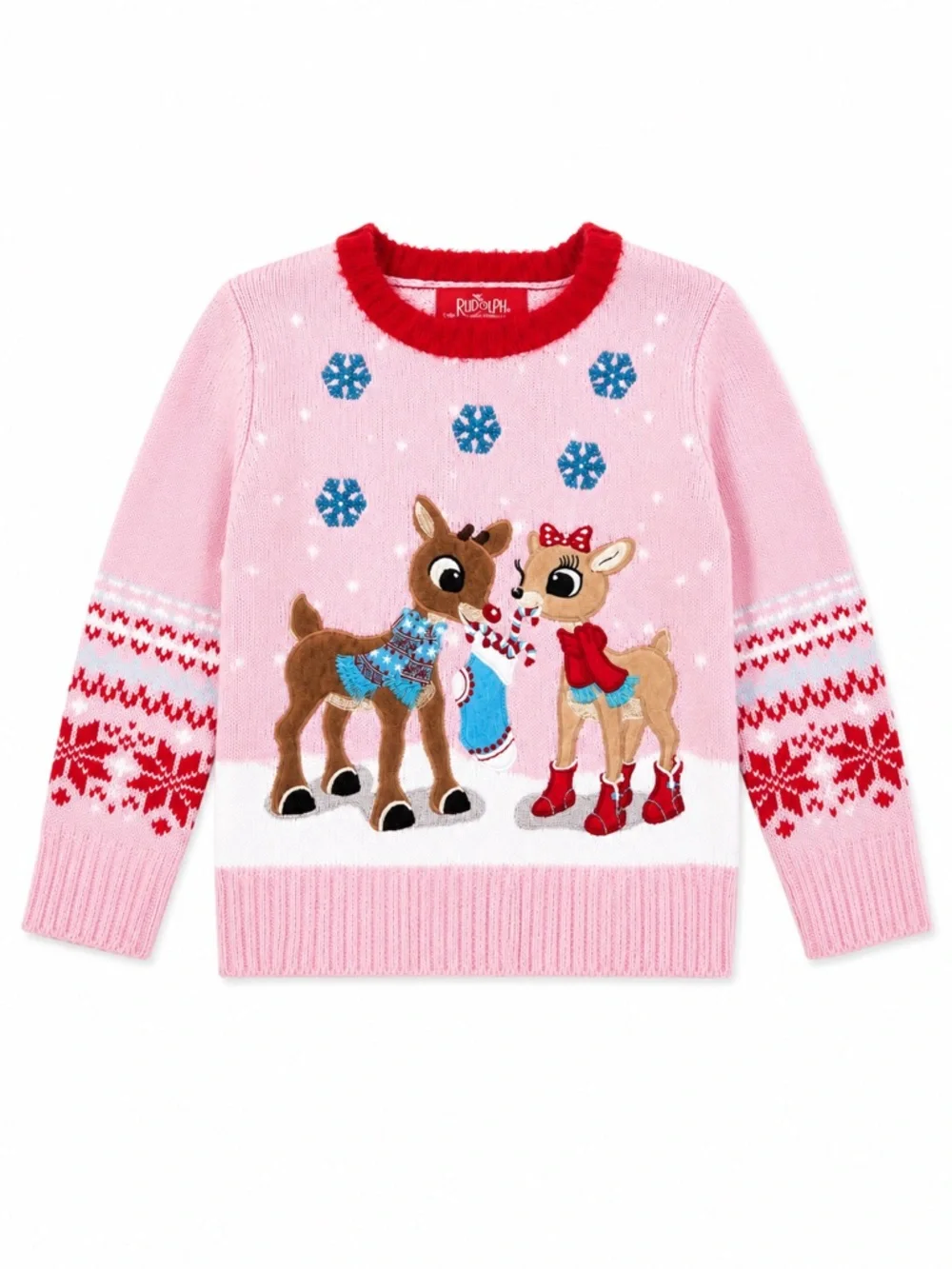 New - Rudolph the Red Nose Reindeer Girls Christmas Sweater in Pink | Size M (5)
